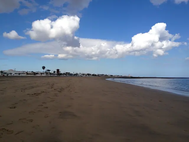Playa de Guacimeta beach in Lanzarote with moderate water conditions
