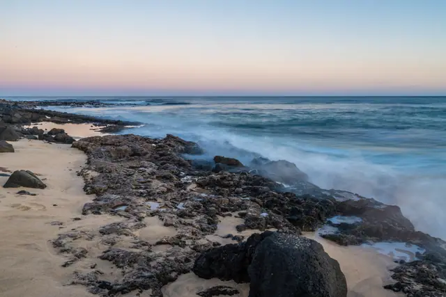 Los Charcos beach in Lanzarote with calm water conditions