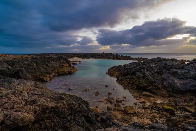 Playa Bastián beach in Lanzarote with calm water conditions