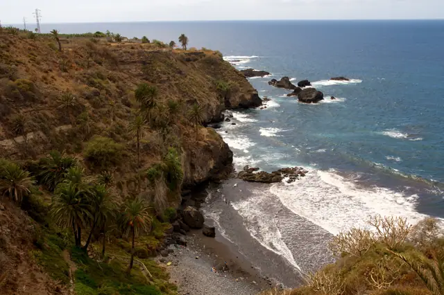 Playa de Castro beach in Tenerife with wavy water conditions