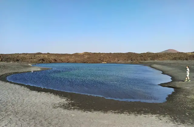 Playa Montaña Bermeja beach in Lanzarote with wavy water conditions