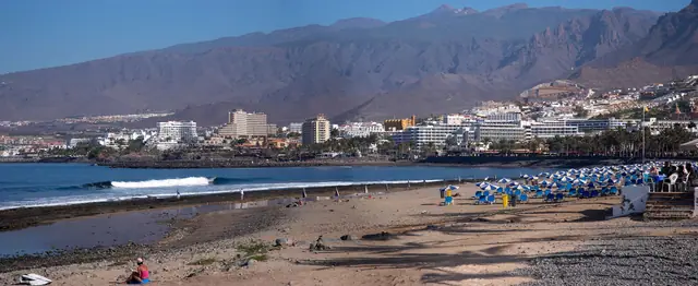 Playa de las Américas beach in Tenerife with calm water conditions