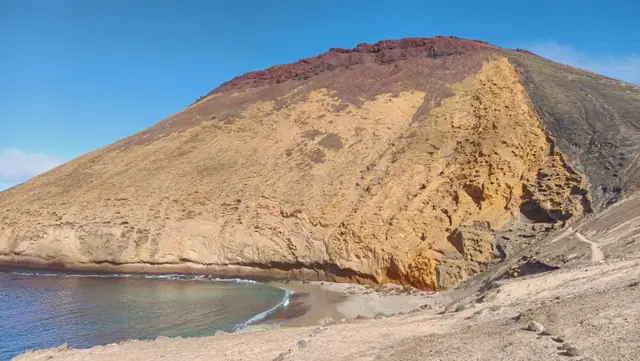 La Cocina beach in La Graciosa with wavy water conditions