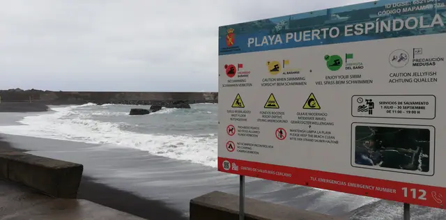Playa de La Espindola beach in La Palma with moderate water conditions