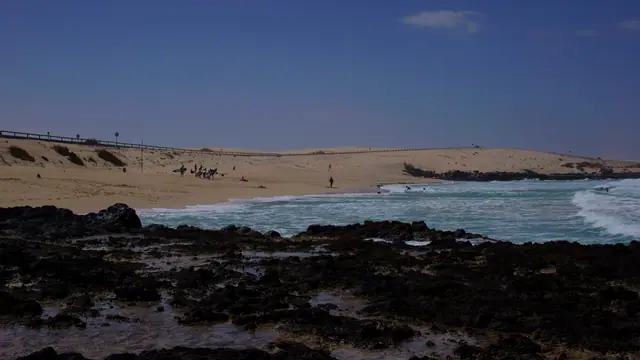 Playa del Moro beach in Fuerteventura with moderate water conditions