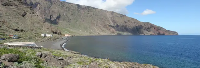 Las Playas beach in El Hierro, featuring a pebbly shoreline with wavy water conditions