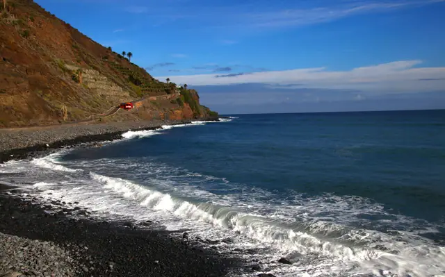 Playa Santa Catalina beach in La Gomera with moderate water conditions