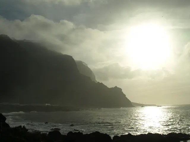 Playa de las Arenas beach in Tenerife with wavy water conditions