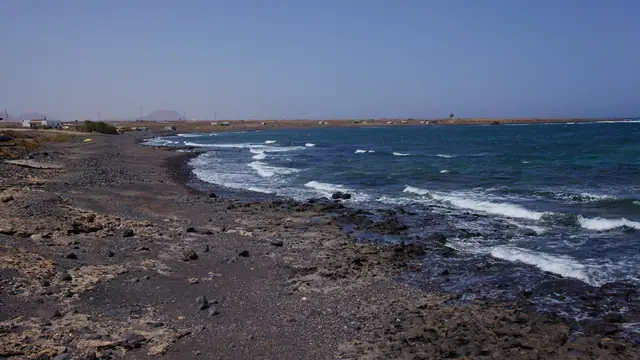 Playa de Barlovento beach in Fuerteventura with surfable water conditions