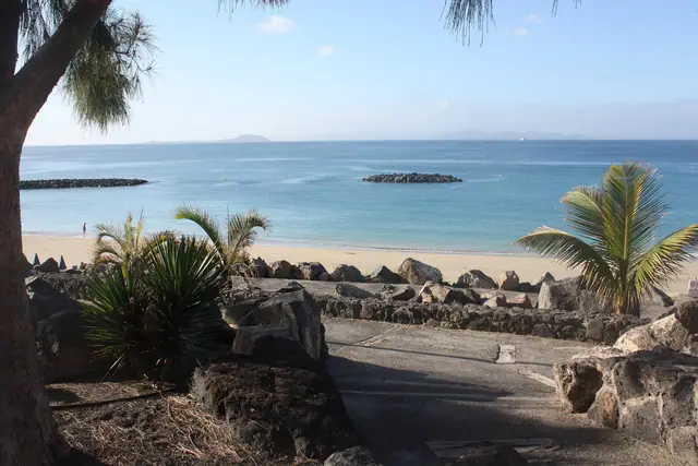 Playa Dorada beach in Lanzarote with calm water conditions