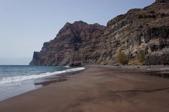 Playa de Güi-Güí beach in Gran Canaria with moderate water conditions